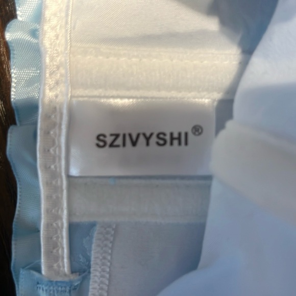 Light Blue Satin Corset Top w/ Ruffle Trim – Size 2XL NWOT - Picture 9 of 9